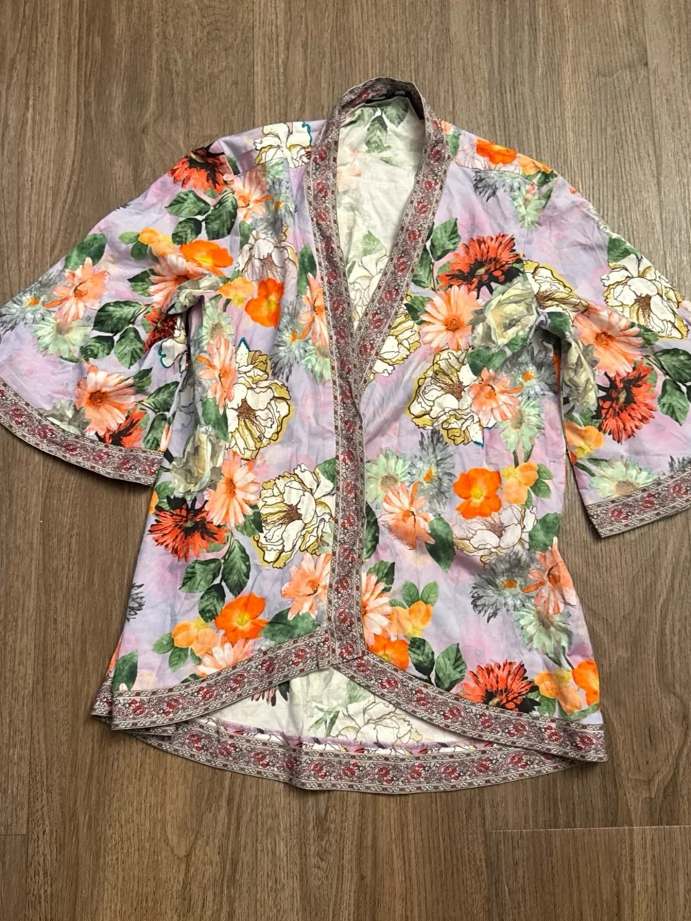 2 Tolani bell sleeve open front floral, lightweight cardigan, size small